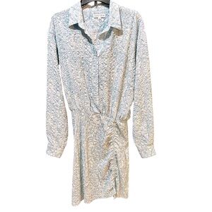 Kimberly Taylor Shirt Dress Long Sleeve Blue & White Paisley puckered Sz Medium